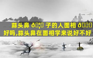 蒜头鼻 🦉 子的人面相 🐅 好吗,蒜头鼻在面相学来说好不好